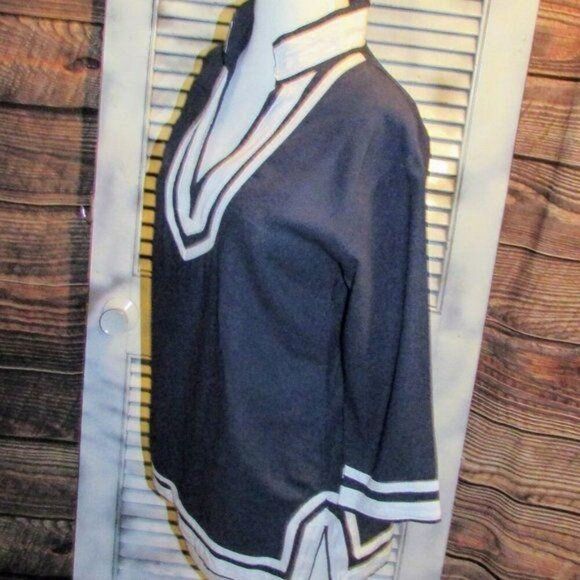 Sherry Taylor Sm Nautical Linen Blend Blouse - Picture 8 of 12